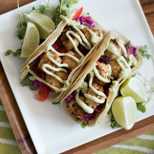 Crispy Coconut Tofu Tacos with Avocado Crema - Recipe