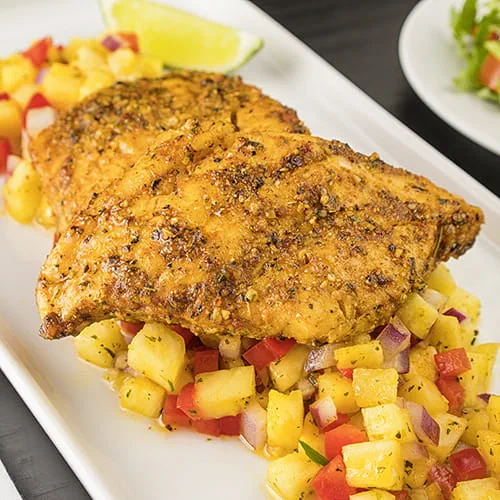 Island Curry Rockfish with Hot Pineapple Salsa - Recipe