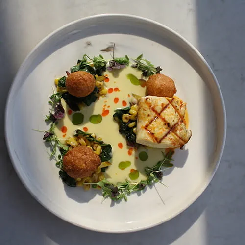 Piri Piri Grilled Halibut with Corn and Swiss Chard - Recipe