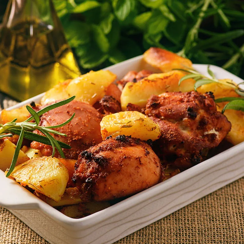 Frango e Legumes no Forno com Alho Ervas Aromáticas