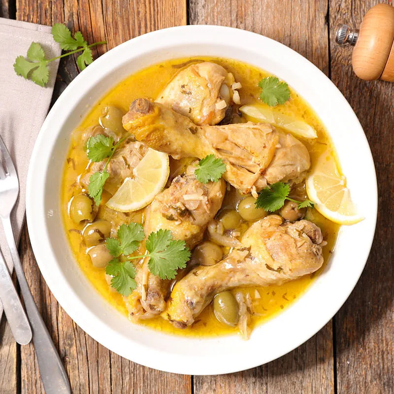 Tagine de Frango Picante com Limão e Azeitonas