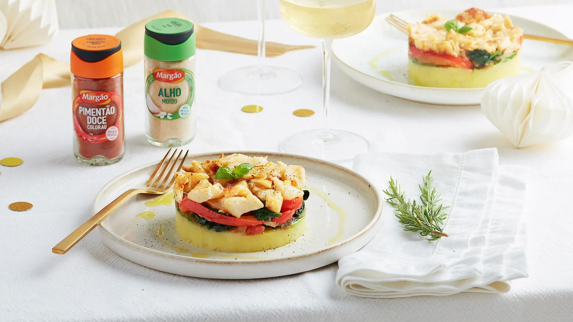 TÍMBALE DE BACALHAU COM PIMENTOS 