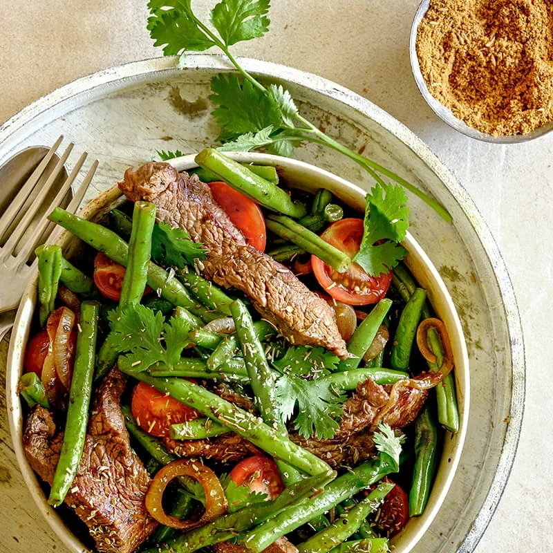 Émincé de bœuf aux haricots