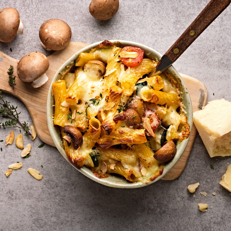 Pasta-Auflauf mit Pilzen und Knoblauch | McCormick