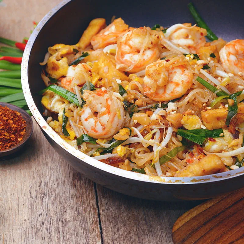 Nouilles sambal aux crevettes et brocolis chinois 
