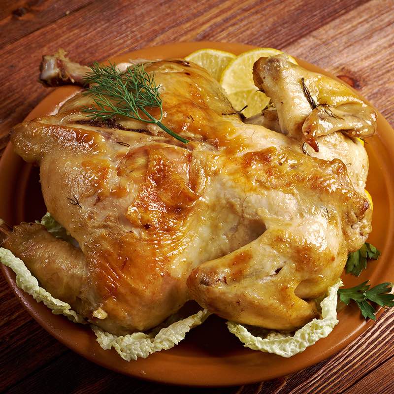 Poulet Rôti entier à la crème de thym et persil 