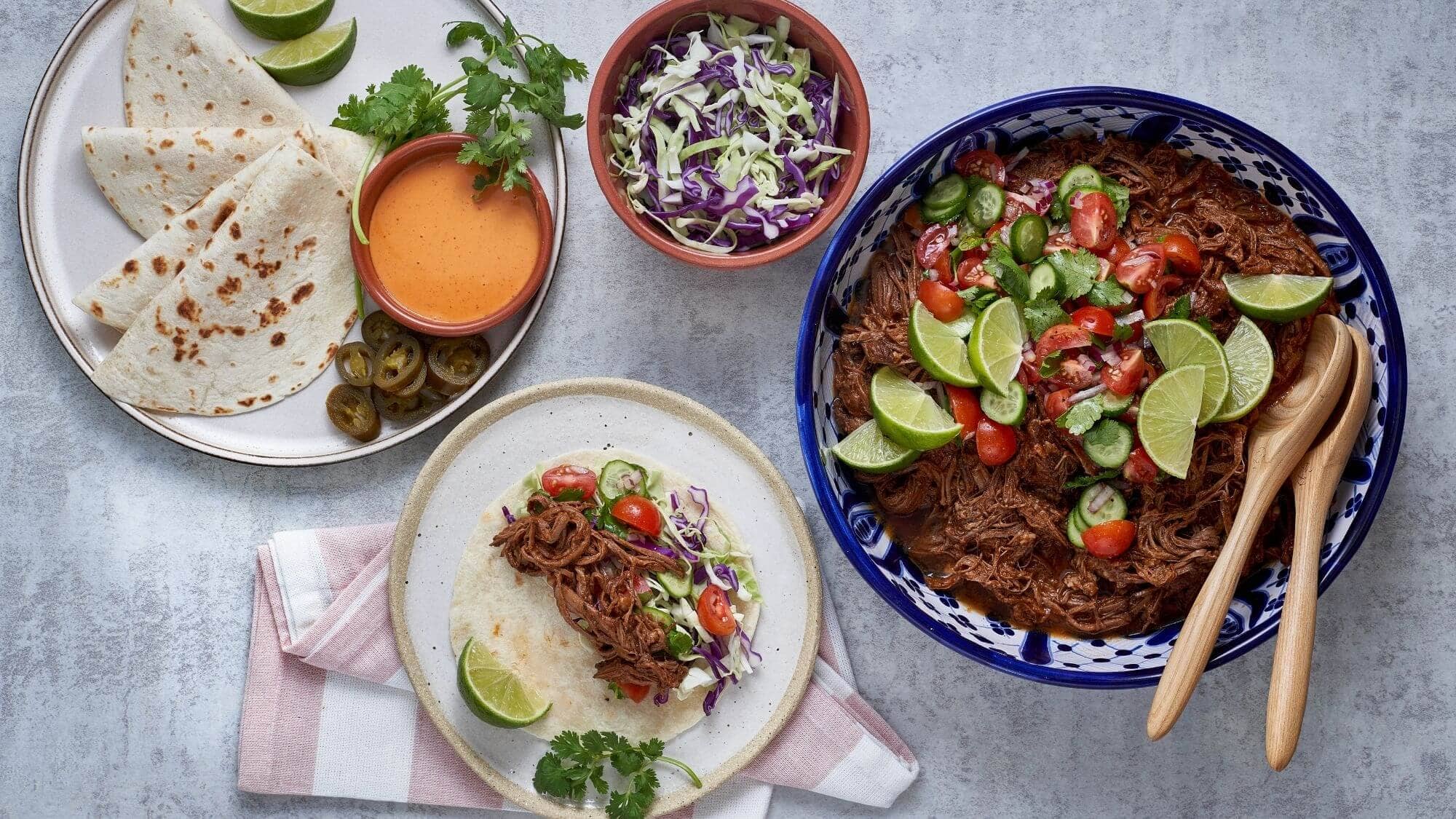 Mexican Inspired Shredded Beef Brisket Tacos