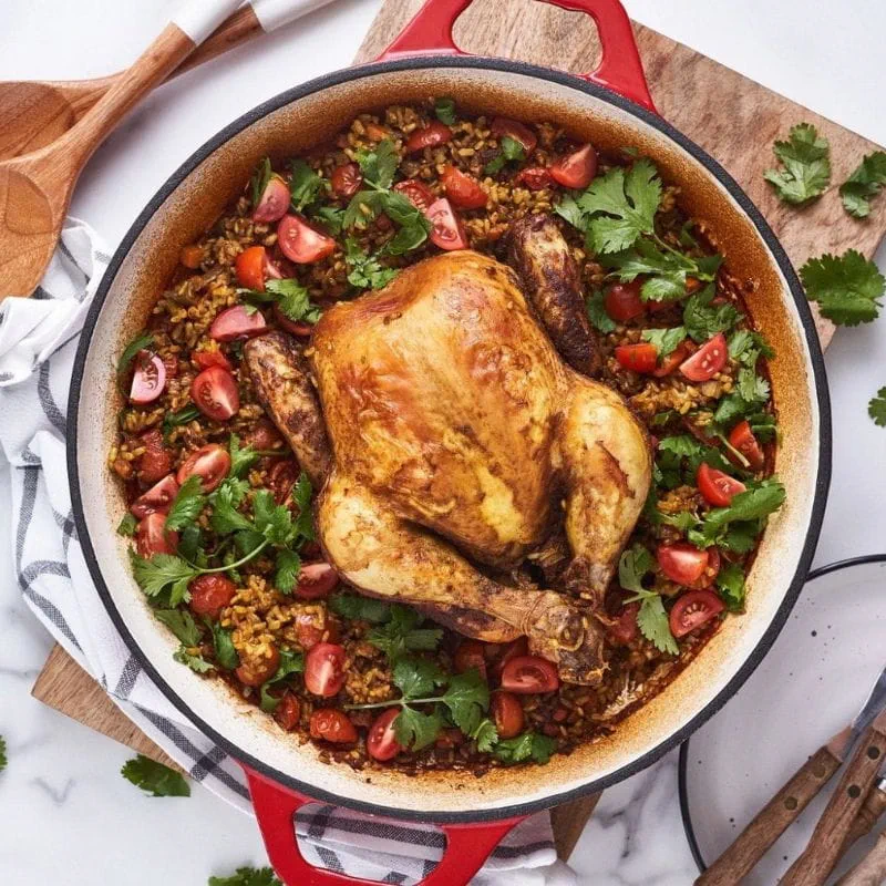 One Pot Curried Roast Chicken and Brown Rice One Pot Curried Roast Chicken and Brown Rice