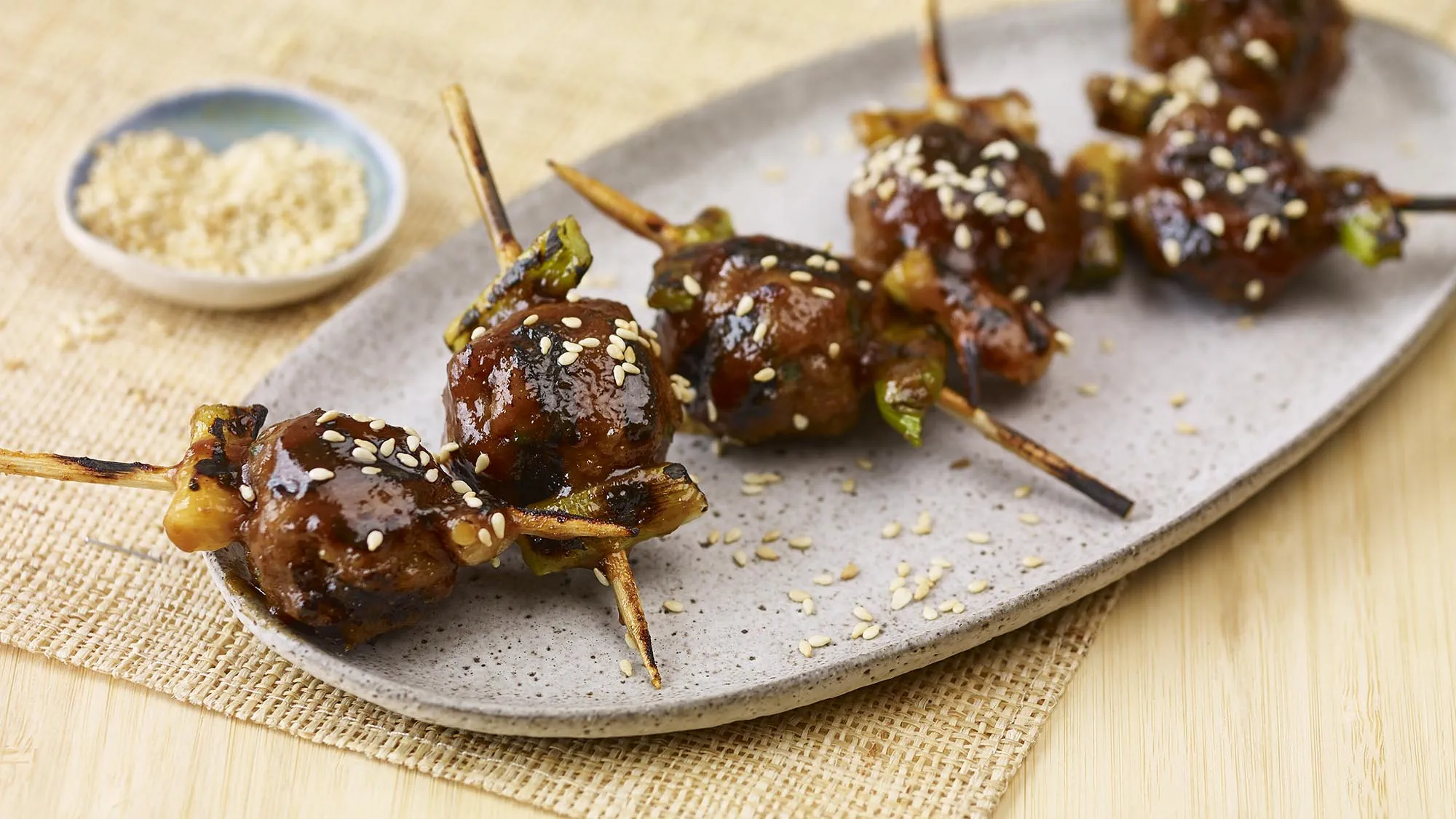 TURKEY MEATBALL & SCALLION YAKITORI