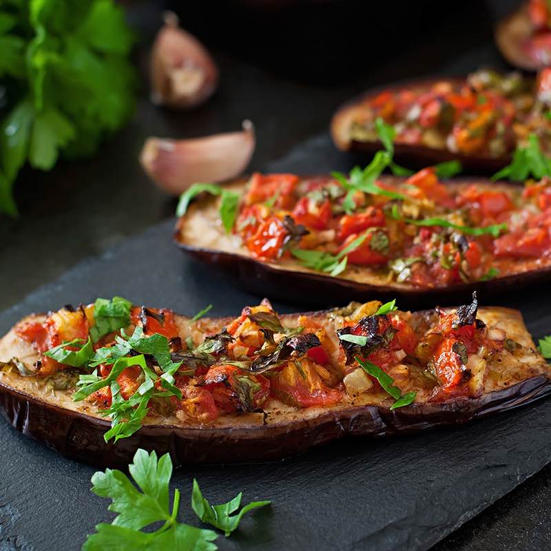 Gebakken aubergine