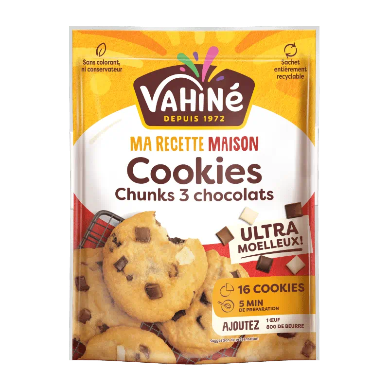 preparation pour cookies chunks 3 chocolats