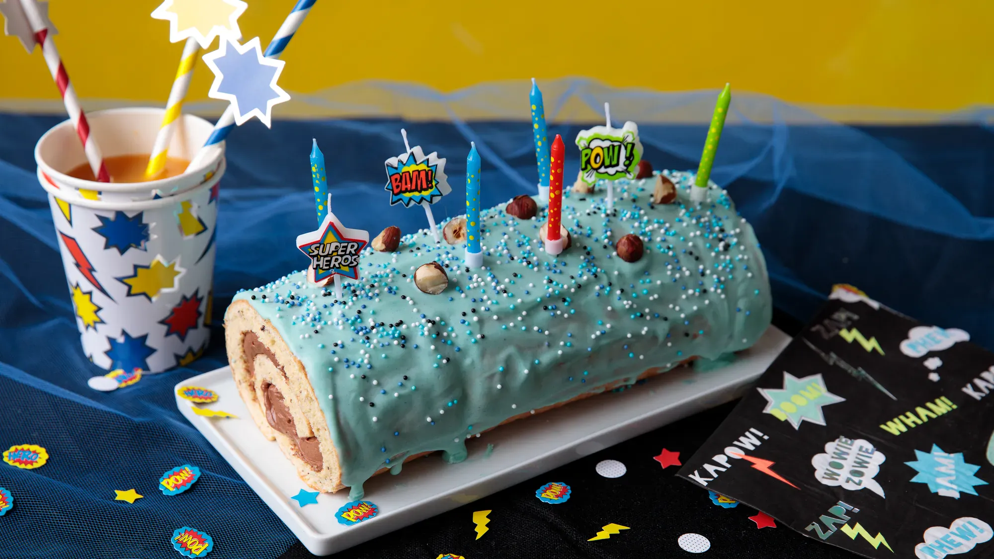 Gâteau roulé super héros
